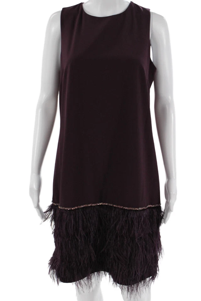 Vestido recto para mujer Tahari púrpura sin mangas cuello redondo cremallera corto talla 10 Foto 1 de 4