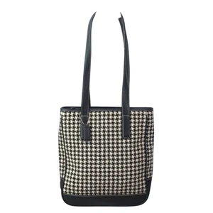 Coach Houndstooth Tote Purse Black & White Wool Shoulder Tote Bag Style Vintage - Picture 1 of 9