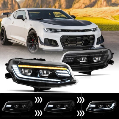 Luces principales LED VLAND para Chevy Camaro LT SS ZL LS 2016-18 con dinámico y secuencial Foto 1 de 4