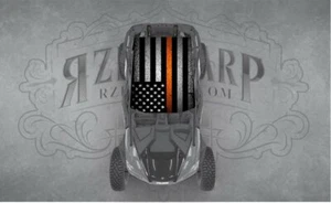 2 SEAT UNIVERSAL ROOF FITS POLARIS RZR CAN-AM ORANGE LINEWRAP STICKER DECAL - Foto 1 di 2