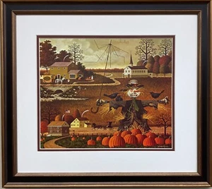 Charles Wysocki "Mr. Scarefellow" New CUSTOM FRAMED Art Americana - Picture 1 of 3