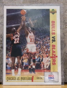 TARJETA DE BALONCESTO RARA UD VERSIÓN UK 1992 NBA PLAYOFFS BULLS VS. BLAZERS - JORDAN - Imagen 1 de 2