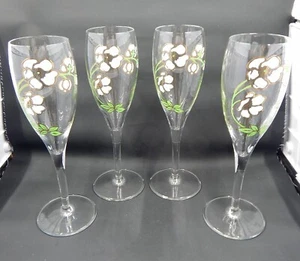 Juego de 4 flautas florales de champán anémona pintadas a mano de juguete Perrier - Imagen 1 de 11