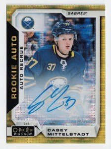 2018-19 O-Pee-Chee Platinum Rookie Seismic Gold Autograph Casey Mittelstadt /25