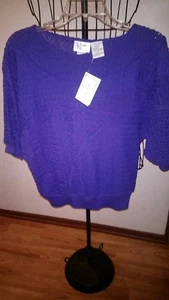 Bonnie and Bill NY Womens Size Large Navy Blue Sweater Textured Pattern NWT! - Picture 1 of 10