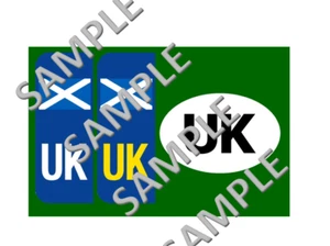 2 X SCOTTISH SCOTLAND UK NUMBER PLATE Car Stickers Euro Van Vinyl Self Adhesive - Picture 1 of 2
