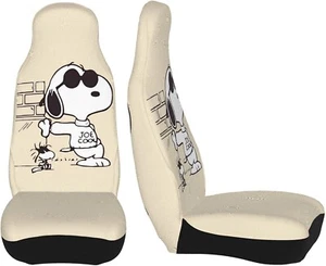 Car Seat Cover Snoopy For Front Seat 2pcs Stain Prevention Full Back Cover - Picture 1 of 8