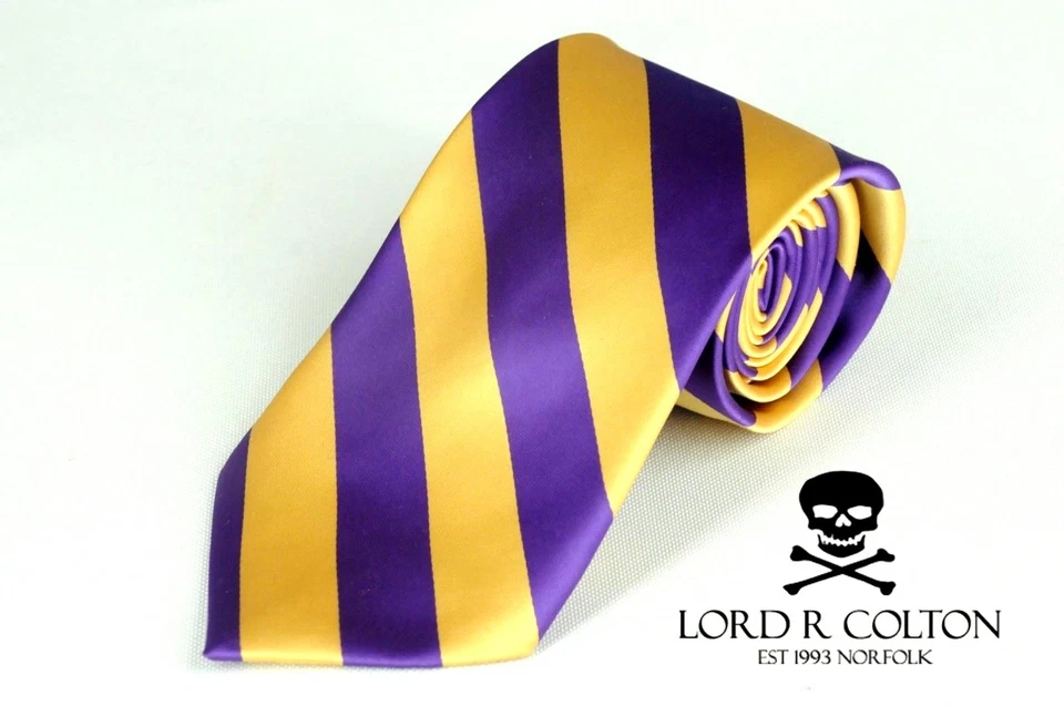 Corbata a rayas universitaria Lord R Colton - Corbata púrpura y dorada - $95 venta al por menor nueva Foto 1 de 1