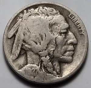 1927 BUFFALO NICKEL OBVERSE LAMINATION/DIE CRACK MINT ERROR COIN - Picture 1 of 2
