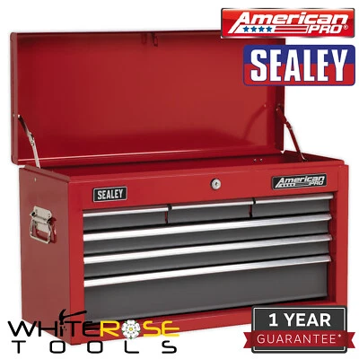 Sealey American Pro Topchest 6 cajones con rodamientos de bolas - rojo/gris Foto 1 de 4