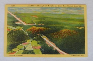 VTG Linen Post Card PA130 Aerial View Pennsylvania Turnpike Laurel Tunnel & Hill - Picture 1 of 5
