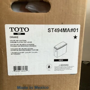 Toto Drake WC Tank mit Chrom Auslösehebel in Baumwolle weiß ST494MA#01 - Bild 1 von 11