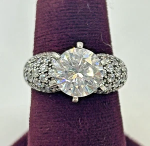 Sterling Silver DQ CZ Antique Style Pave Wedding Ring 2.5 Ct Size 6 - Picture 1 of 6