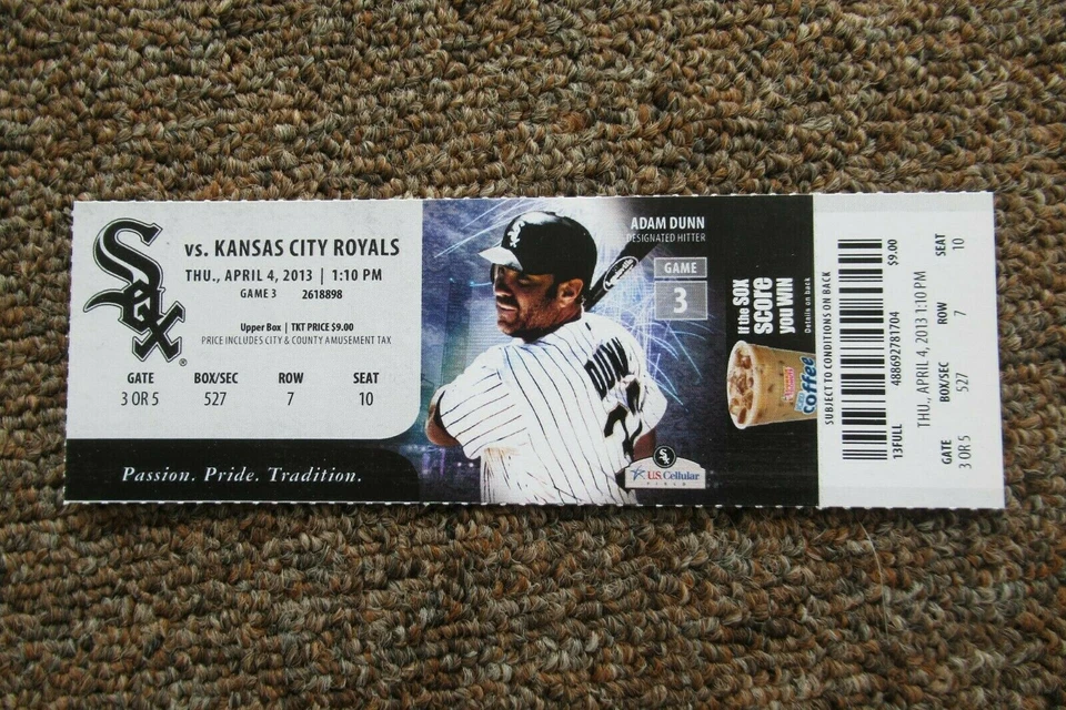 Boleto completo Chicago White Sox vs Royals 4/4/2013 ~ Jeremy Guthrie (ganar/9K) Foto 1 de 1