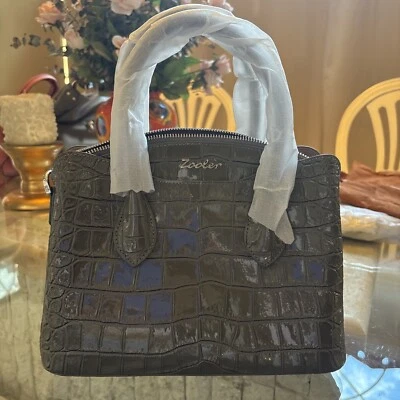 Cartera Lisa Cooler Cuero Cocodrilo/Verdoso/Gris ¡Bonita! Foto 1 de 4