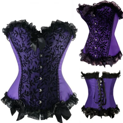 Mujeres Clásico Negro Corsé Bustier Gótico Burlesque Cintura Entrenador Sobre Busto Prendas para el torso Foto 1 de 4