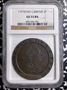 1797-Soho Great Britain Cartwheel 2 Pence Twopence NGC AU55BN Lot#MK76 - Picture 1 of 3