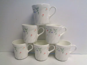 Corelle English Meadow Set of 6 Porcelain Coffee Cups Mugs Made in USA Corning - Picture 1 of 4