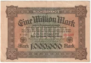 Germany 1 Million Mark Banknote 1923 Choice Very Fine Condition Pick# - Picture 1 of 2