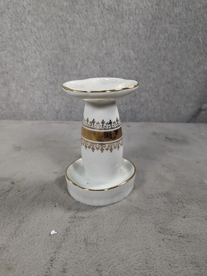 Винтажный керамический держатель для зубной щетки Andre Richard Regal Gold высотой 4 дюйма - Изображение 1 из 4