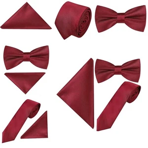 Pastel Wine Red Tie pocket square Bow tie Hanky Wedding formal Prom Races - Picture 1 of 20