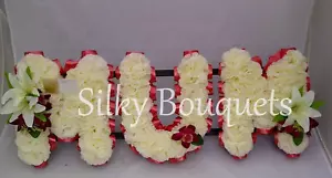 Guirnalda con letras de flores funerarias de mamá seda artificial homenaje cualquier 3 letras Nan Dad - Imagen 1 de 13