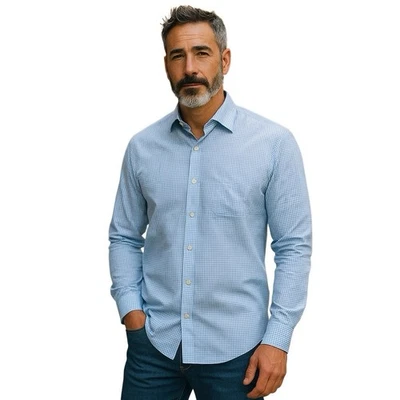 Van Heusen Men's Shirt XXLarge Blue Check Long Sleeve Classic Fit Casual Dress - Image 1 of 4