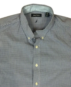 Nautica Men's Shirt 16.5 Neck 34/35 Blue & White Check Long Sleeve Button Down - Picture 1 of 6