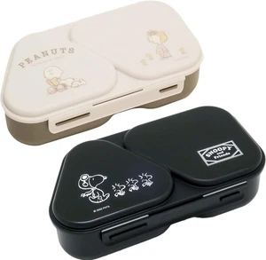 Peanuts Snoopy OSK Bento Box Lunch Box Set of 2 Black Beige Onigiri Japan - Picture 1 of 9