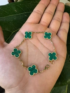 VAN CLEEF & ARPELS ALHAMBRA MALACHITE BRACELET W/BOX AND PAPERS - B3913 - Picture 1 of 7