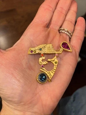 Patricia Locke Brooch Pin Bar Gold Tone Abstract Modernist - Image 1 of 4