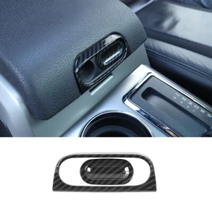 Reposabrazos de fibra de carbono para Ford F150 2009-2014 botón consola central moldura 2 piezas A - Imagen 1 de 3