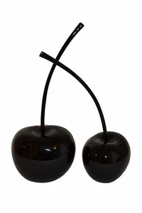 Set of two ornamental cherry sculptures - black - Foto 1 di 1