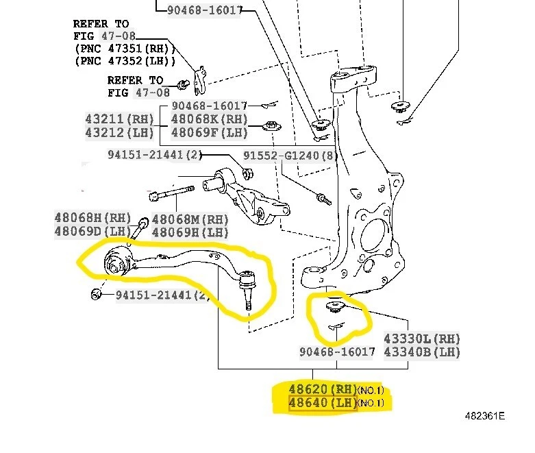 Brazo de control L&R delantero inferior OEM LEXUS LS460 LS600h AWD No.2 48620/48640-59015 Foto 1 de 1