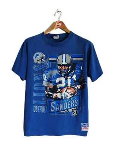 Vintage Barry Sanders Player 90s T-shirt NFL Football Nutmeg Mills Detroit Lion - Picture 1 of 15
