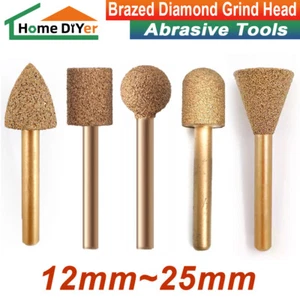 12~25mm Brazed Diamond Coarse&Fine Grinding Bits Carve Tool For Jade Metal Stone - Picture 1 of 14