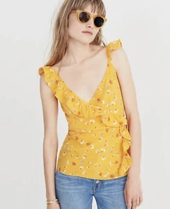 Top cami envolvente de seda MADEWELL TALLA 14 en claveles pintados J2992 - Imagen 1 de 5