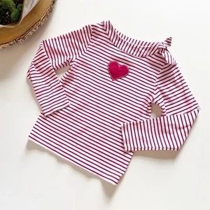 Vintage 2002 Gymboree Red Heart Striped Boat Neck Shirt | XL / 6 Year - Picture 1 of 6