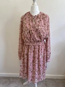 New Look Dress Women’s UK 18 Maternity/Breastfeeding/Nursing Pink Flower Tie - Picture 1 of 4