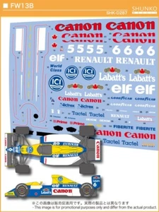 SHUNKO Decal Sheet 1:20 Scale Williams FW13B Full Sponsor Decal Sheet # SHK-D287 - Picture 1 of 5