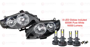 LED Black Headlights Pair Ford Falcon FG XT G6 G6E SERIES 1 & 2 2008-2014 - Picture 1 of 10