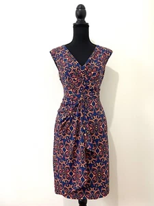 Leona By Leona Edmiston Size 10 Faux Wrap Dress Cap Sleeves Stretchy Lightweight - Picture 1 of 9
