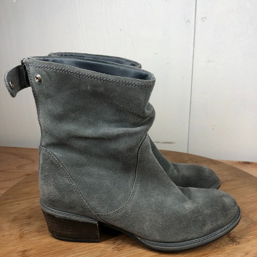 Stivali Timberland donna 7 grigi pelle scamosciata classici cerniera tacco a blocco casual