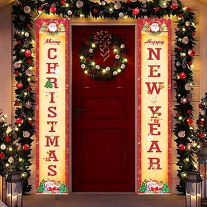 Christmas Decorations Merry Christmas Banner Porch Sign Vintage Style Hanging... - Picture 1 of 1