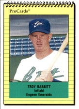 1991 Eugene Emeralds ProCards #3730 Troy Babbitt Anaheim California CA Card