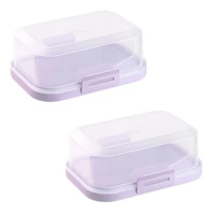 ENGELLAND 2 x Stapelbare Butterdose Frische Box Dose Kunststoff BPA-Frei Lila - Bild 1 von 6