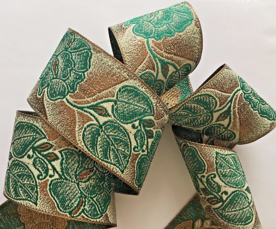 JASDEE Vintage Jacquard Border Trim Ribbon 2-1/2" Width Floral  Style R1306 - Image 1 of 1