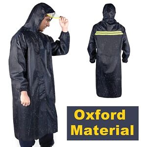 Waterproof Long Black Raincoat Men Rain Coat Trench Jacket Hooded Outdoor Hiking