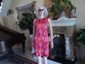 Tory Burch Pink/Red Feather Print Silk Blend Shift Dress Size 2 - Picture 1 of 20