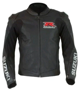 Suzuki GSXR Veste en Cuir de Moto Courses Hommes MOTOGP Vestes de Motard en Cuir - Picture 1 of 5